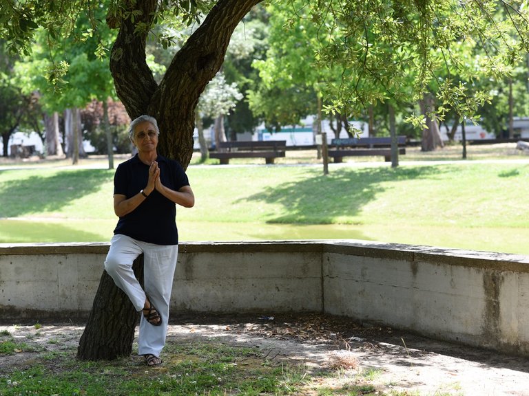 Dialysis patient doing Yoga