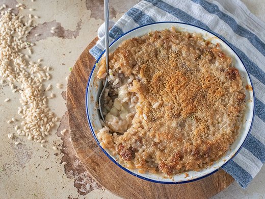 Empadão de arroz com atum e ovo