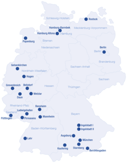 Mapa de todos os centros de diálise da NephroCare na Alemanha